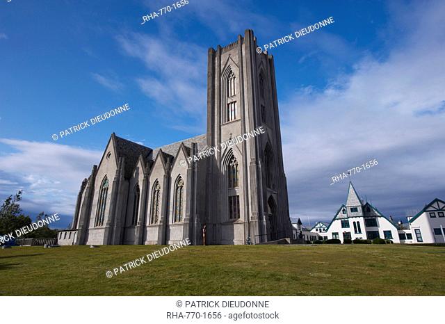 The neogothic Kristkirkja, Roman Catholic church of Reykjavik dating from 1929, Reykjavik, Iceland, Polar Regions