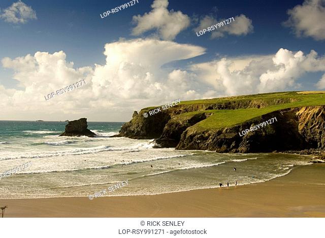 A view across the beach at Porthcothan Bay