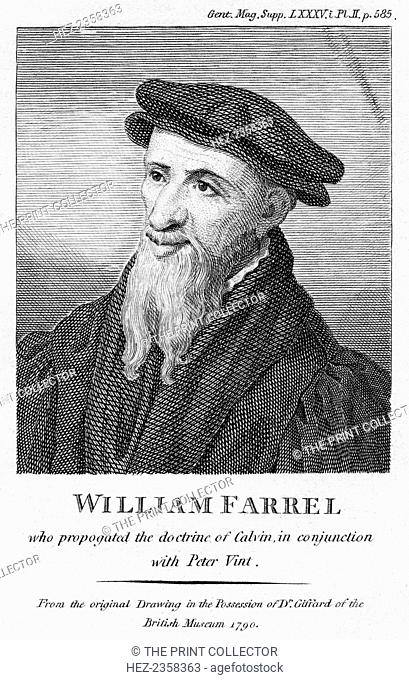 William Farel, 16th century French evangelist. Farel (1489-1565) was a contemporay of Calvin, with whom he trained missionary preachers in Geneva to spread the...