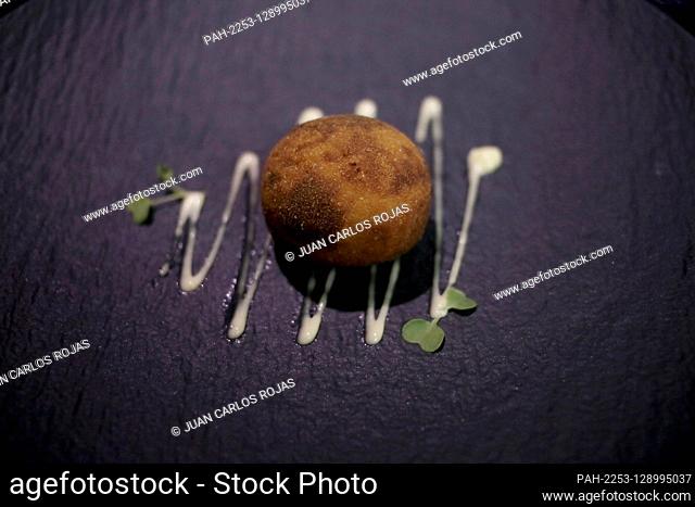 Madrid, Spain; 23/01/2020.- Croqueta de Almodovar del Rio..The City of Cordoba, Spain, makes a gastronomic and wine presentation of its products with...