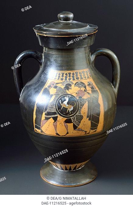 Attic amphora. Black-figure pottery from Vulci (Lazio). Etruscan Civilisation, 540 BC.  Rome, Museo Nazionale Etrusco Di Villa Giulia (Villa Giulia National...
