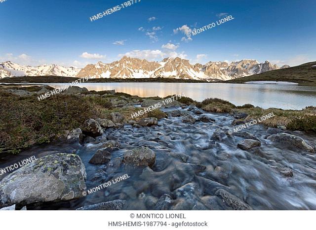 France, Hautes-Alpes, Nevache La Claree valley, the lake Laramon