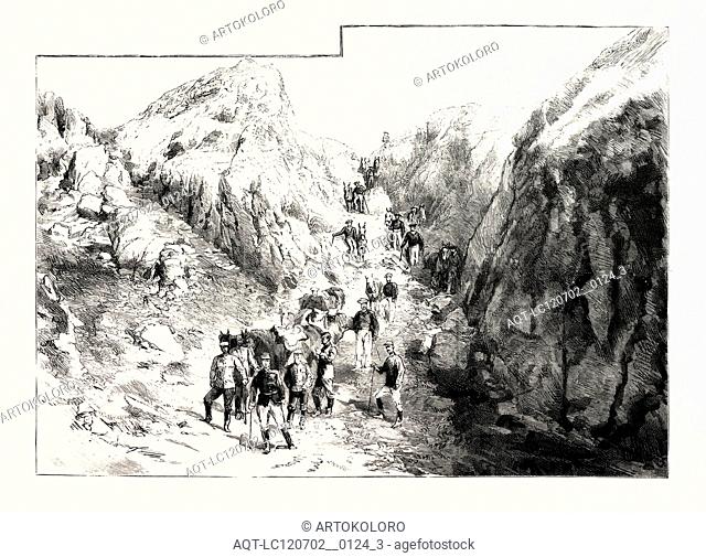 THE QUEEN'S VISIT TO GRASSE, THE TWENTY-FIFTH BATTALION OF CHASSEURS Ã€ PIED AT WORK AMONG THE MOUNTAINS, THIS REGIMENT PROVIDED THE BODYGUARDS WHICH ESCORTED...