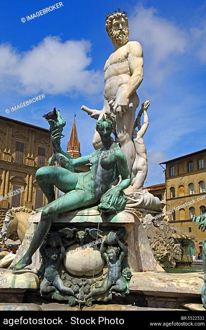 Florence, Fountain of Neptune, La Signoria Square, Piazza della Signoria, Tuscany, Italy, Europe