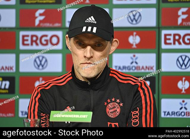 coach Thomas TUCHEL (FC Bayern Munich), serious, tense, single image, cut single motif, portrait, portrait, portrait. Press conference