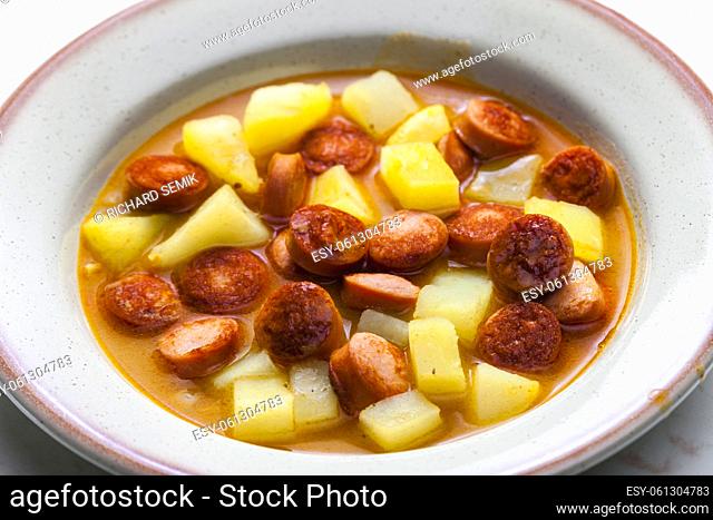 sausage goulash soup with potatoes