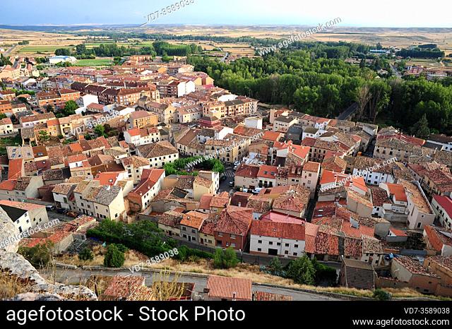 San Esteban de Gormaz, aerial view from the castle. Soria province, Castilla y Leon, Spain