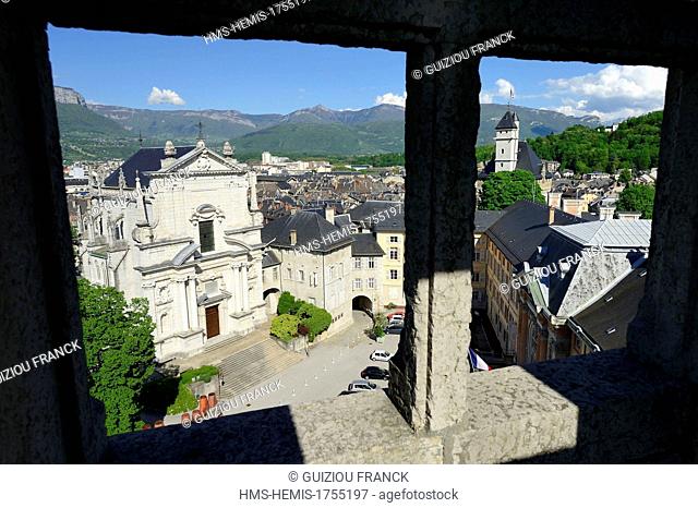 France, Savoie, Chambery, the castle of the Dukes of Savoy, 11th century fortified castle, the courtyard of the castle and the Sainte-Chapelle