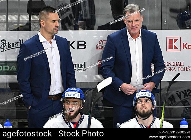 Coach of Czech team assistant Tomas Plekanec, left, and coach Radim Rulik during the Swiss Hockey Games, part of Euro Hockey Tour