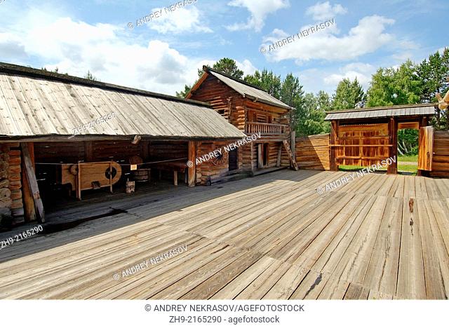 Country wooden estate. ""Taltsa's"" (Talzy) - Irkutsk architectural and ethnographic museum. Baikal, Siberia, Russian Federation