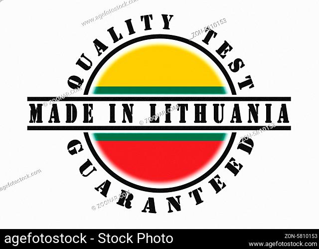 Quality test guaranteed stamp with a national flag inside, Lithuania