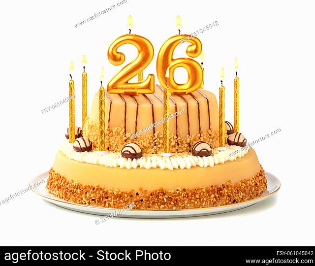 Festive cake with golden candles - Number 26