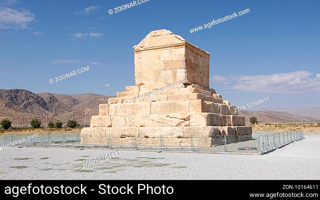 PASARGADAE, IRAN - OCTOBER 8, 2016: Tomb of achaemenid king Kyrus II. in Pasargadae on October 8, 2016 in Iran, Asia