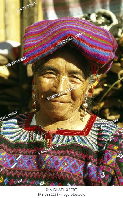 Guatemala, Rabinal, senior, traditional costume, smiling, portrait, , Latin America, central America, Indios, Native American, natives, Guatemalan, jewelry