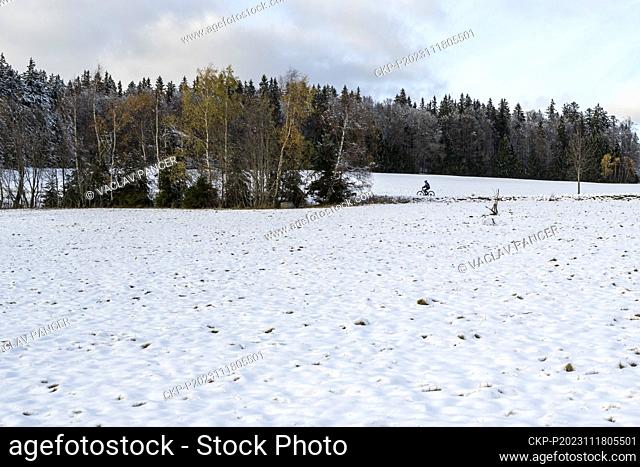 Winter weather on November 18, 2023 at the Alpine lookout near Lipka in Prachatice. (CTK Photo/Vaclav Pancer)
