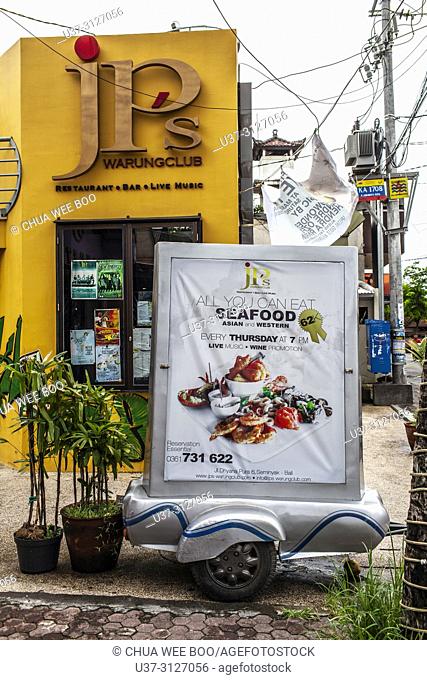 A seafood restaurant in Seminyak Street, Bali