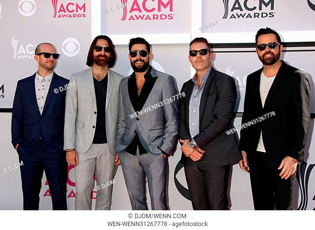 Old Dominion attending the 52nd Academy Of Country Music Awards at the T-Mobile Arena in Las Vegas, Nevada. Featuring: Old Dominion, Matthew Ramsey