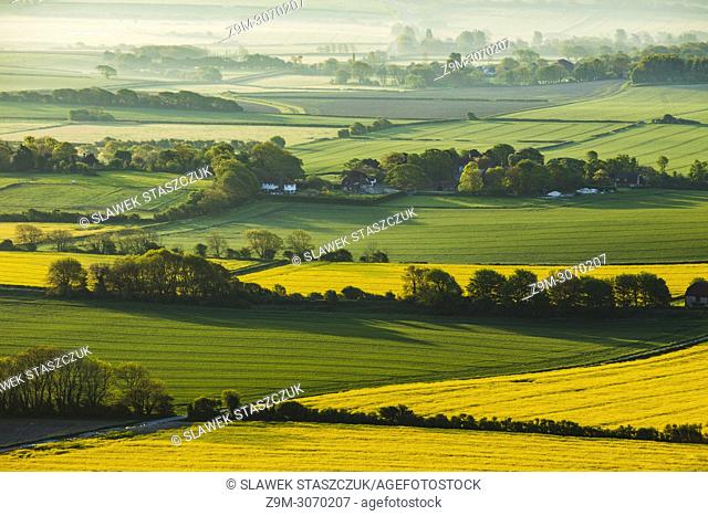 Spring morning in South Downs National Park, East Sussex, England