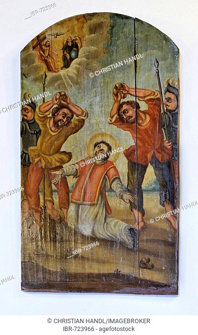 Painting of St. Stephen in the church at Schwarzensee, Triestingtal, Lower Austria, Austria
