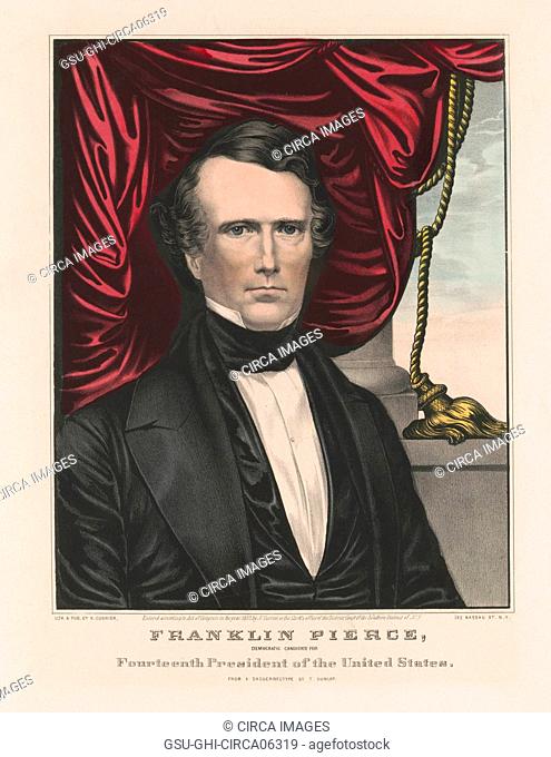 Franklin Pierce, Democratic Candidate for Fourteenth President of the United States, Lithograph by Nathaniel Currier from a Daguerreotype by T