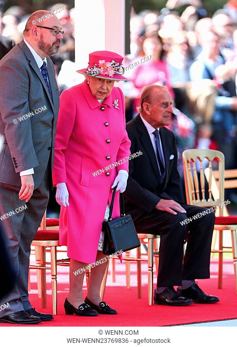 Queen Elizabeth II officially opens the new Bandstand at Alexandra Gardens, Windsor, one day before her 90th birthday Featuring: Queen Elizabeth II