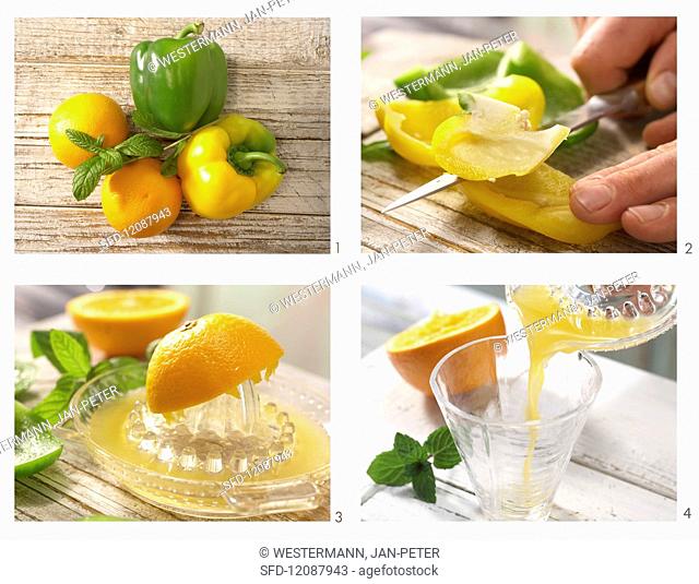 How to prepare a paprika cocktail with orange juice and mint
