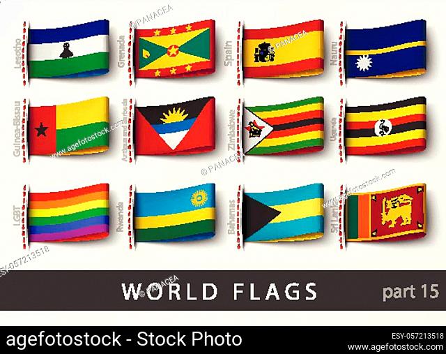 Vector set of flag labels of all countries