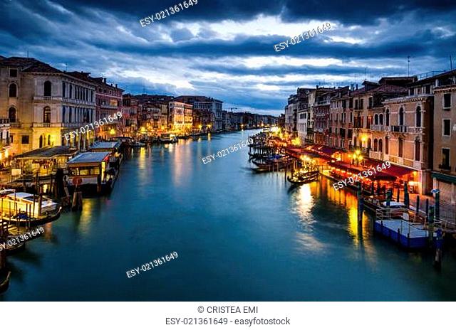 Grand Canal of Venice by night, Italy