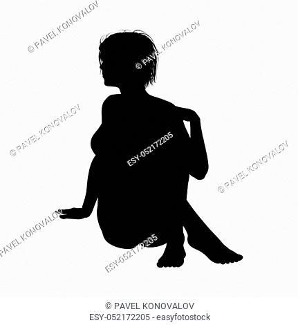 Naked sexy girls silhouette. Very smooth and detailed. Hairstyle in separate group and can be modified or recolor. Vector illustration