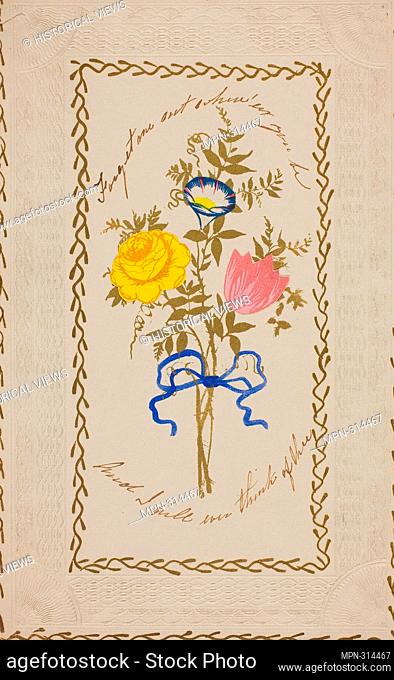 Forget Me Not (valentine) - c. 1840 - Unknown Artist English, 19th century. Collaged elements with watercolor and pen and black ink on color lithograph on...