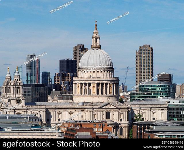View of the City of London skyline with St Paul's cathedral