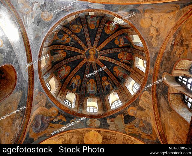 Dome with frescoes of the Mother of God, Chora Church, Istanbul, Marmara Region, Turkey
