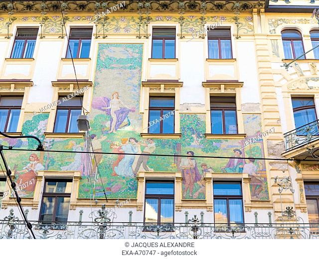 Czech Republic, Prague, Art Nouveau building