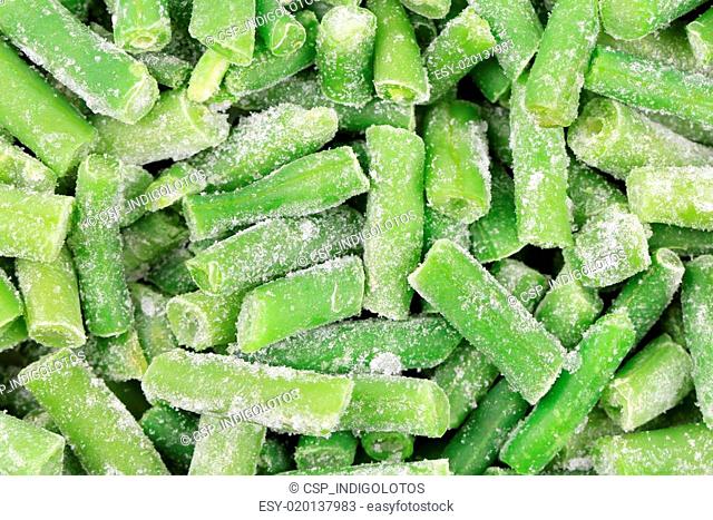 Close up of frozen green beans