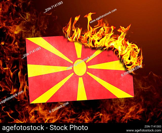Flag burning - concept of war or crisis - Macedonia