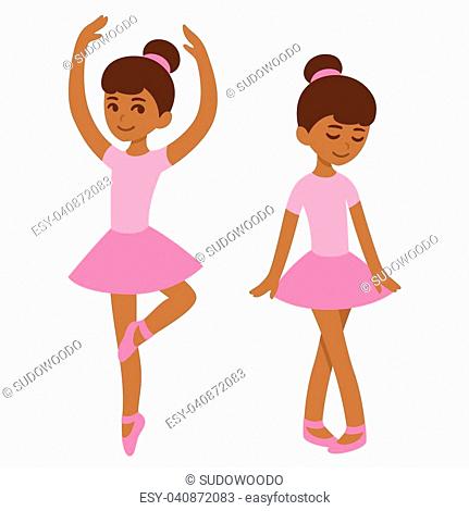Cute cartoon ballerina girl in pink dress. Kids ballet vector clip art  illustration, Stock Vector, Vector And Low Budget Royalty Free Image. Pic.  ESY-053389356 | agefotostock