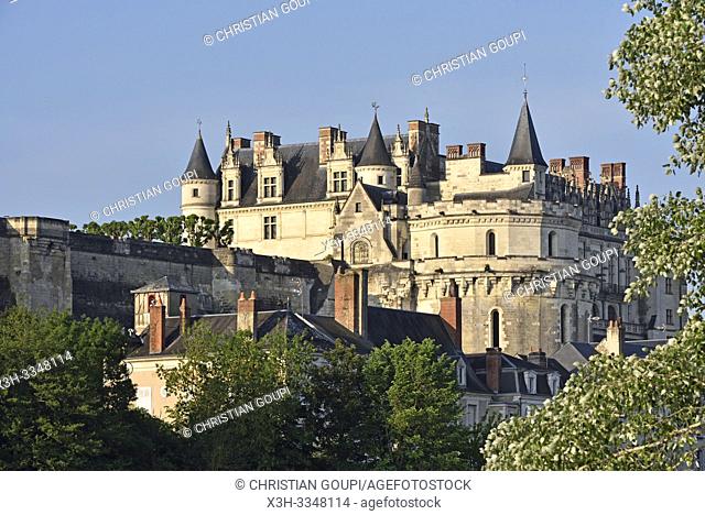 Chateau d'Amboise on the Loire River at Amboise, Touraine, department of Indre-et-Loire, Centre-Val de Loire region, France, Europe