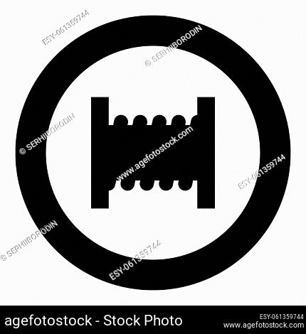 Spool wire cable coil reel cord icon in circle round black color vector illustration image solid outline style simple