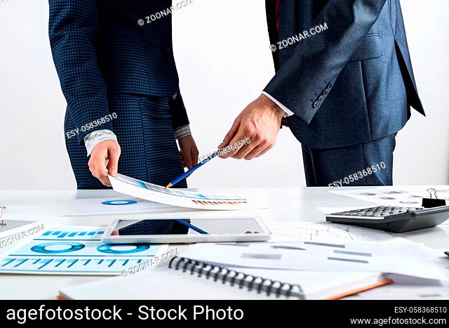 Corporate teamwork concept with businessman. Business people meeting in conference room. Idea presentation, analysis and planning