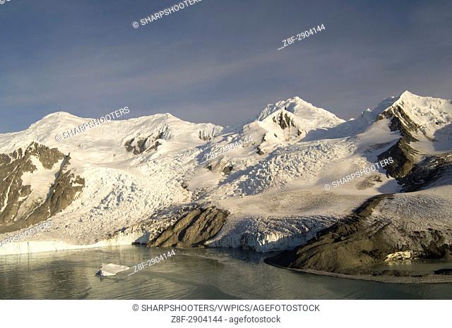Antarctica, South Shetland Islands, Livingston Island, False Bay, Helicopter flight on Huntress Glacier