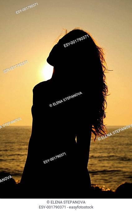 silhouette of sunset girl