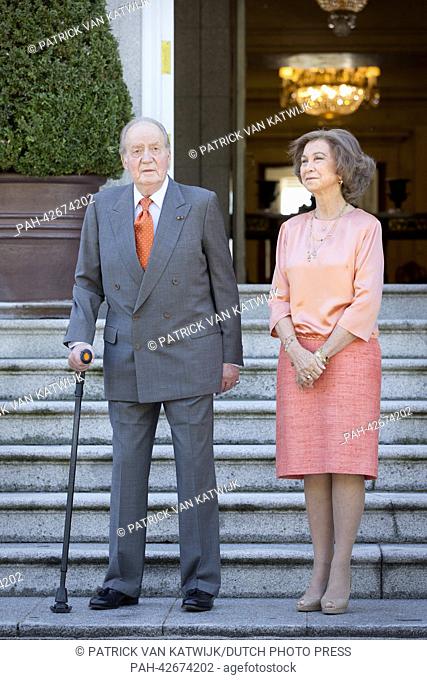 King Willem-Alexander and Queen Maxima of The Netherlands visit King Juan Carlos and Queen Sofia of Spain at Zarzuela palace in Madrid, Spain, 18 September 2013