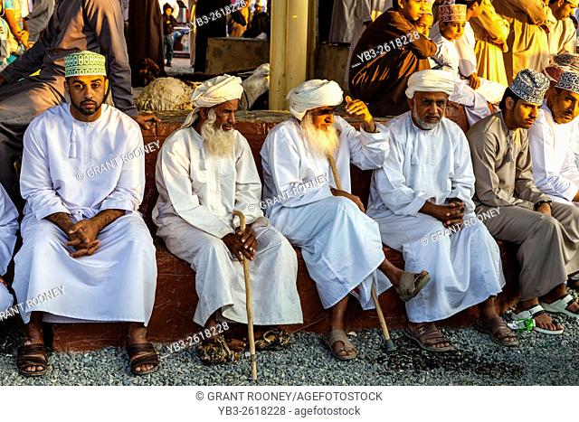Elderly Omani Men At The Friday Livestock Market, Nizwa, Ad Dakhiliyah Region, Oman