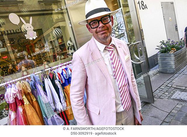 Gothenburg, Sweden May 31, 2018 Candid street photo of Joakim Dahl. Honorary Consul. Consulate of the Republic of Kazakhstan, dressed in pink