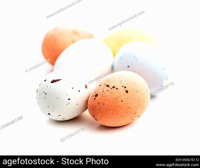 Chocolate easter eggs. Sweet candy eggs isolated on white background
