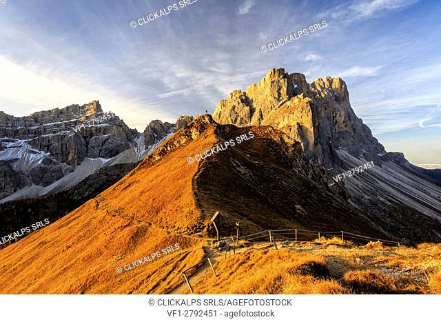 Hiking trails around the group of Forcella De Furcia. Funes Valley Dolomites South Tyrol Italy Europe