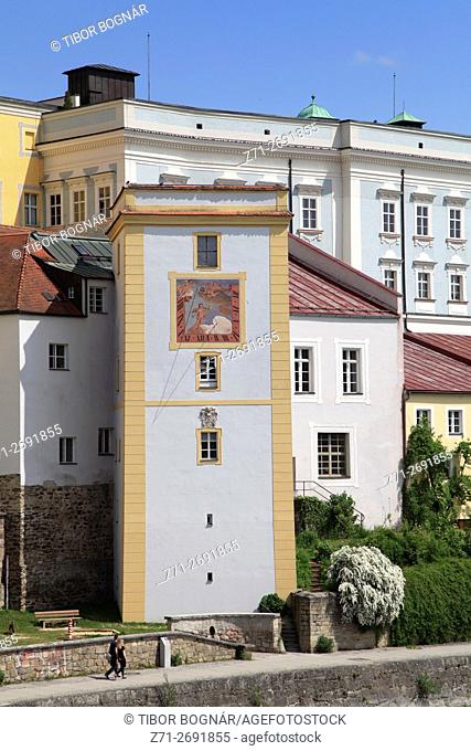 Germany, Bavaria, Passau, architecture, sun dial,