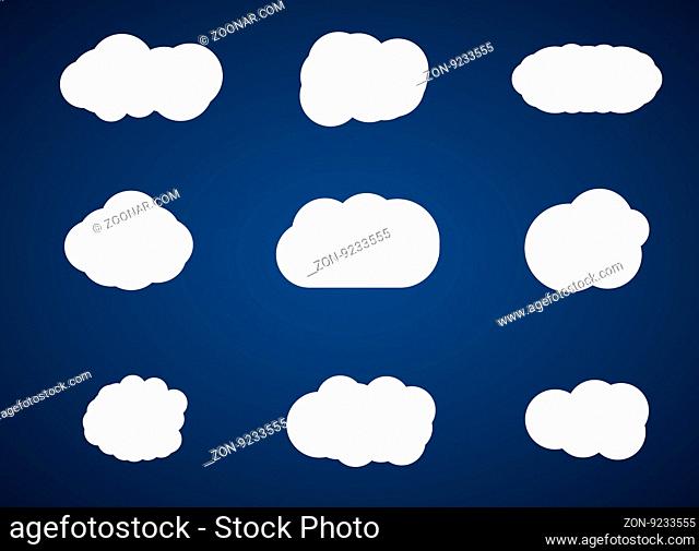 Clouds collection on blue background. Vector illustration EPS 10
