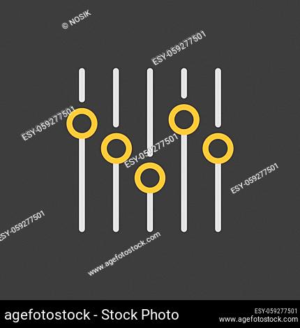 Equalizer vector icon on dark background. Music sound wave symbol. Graph symbol for music and sound web site and apps design, logo, app, UI