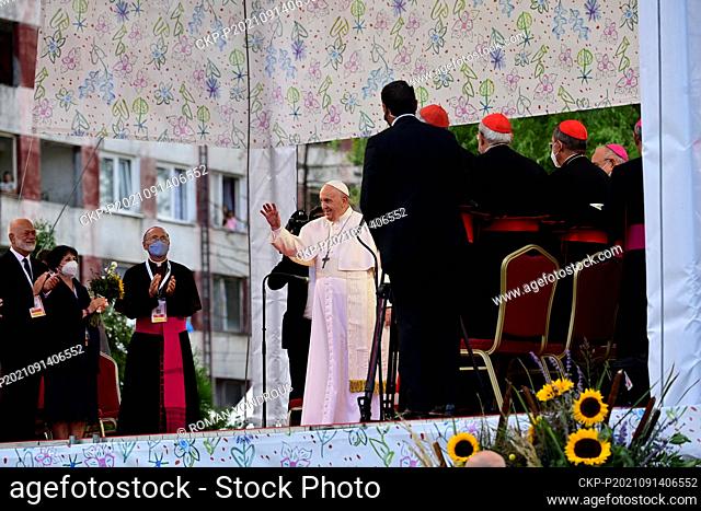 Pope Francis meets local Roma minority at biggest Slovak Roma housing estate Lunik IX in Kosice today, on Tuesday, September 14, 2021
